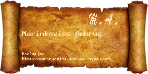 Marinkovics Ambrus névjegykártya